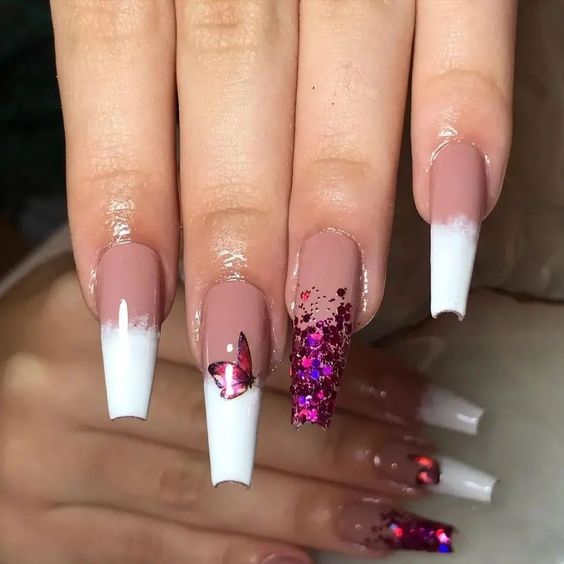 Inspiração de unhas acrigel com glitter