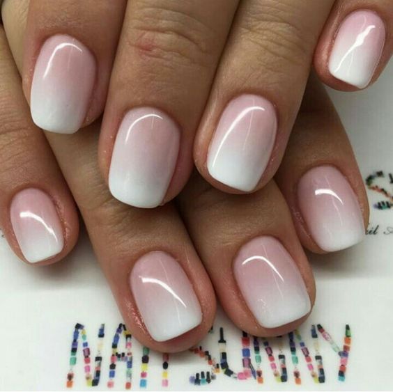 Exemplo de unhas curtas ombre