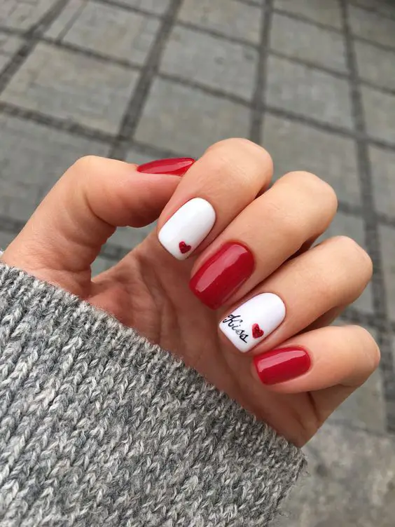 melhores unhas decoradas vermelhas com branco bonitas