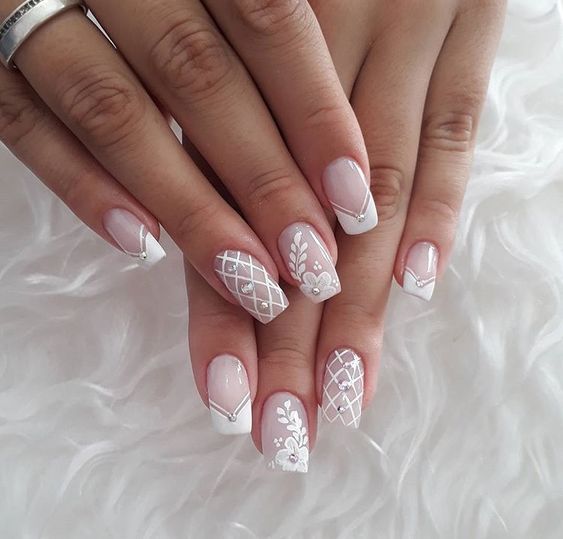 melhores unhas decoradas com renda para noivas