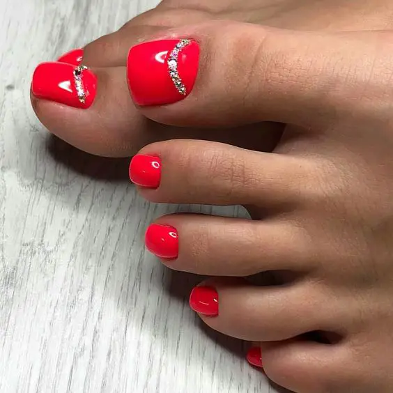 dicas de unhas vermelhas dos pés decoradas