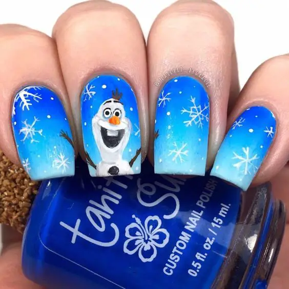 desenho da frozen nas unhas