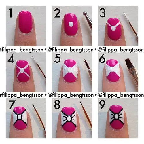 passos simples para pintar as unhas de rosa e desenhar