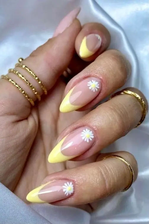 unhas de gel decoradas 2021 pintadas com esmalte amarelo