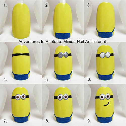 tutorial de unhas decoradas de minions