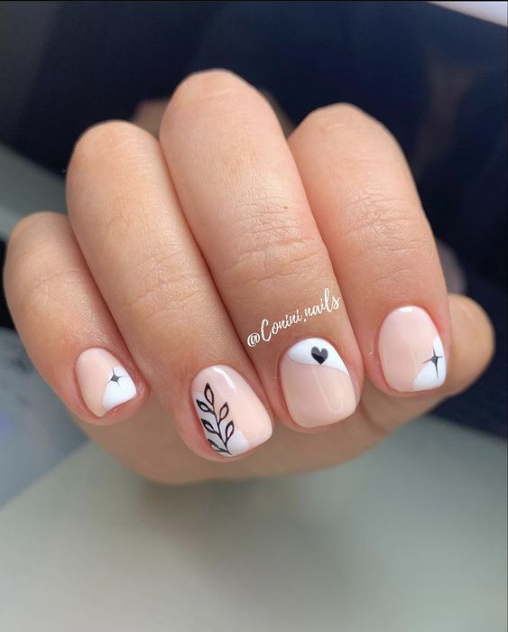 delicadas unhas de cada signo rosa e branca