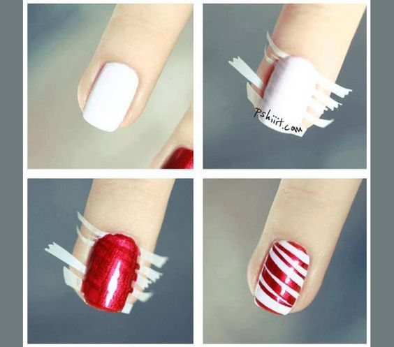 Unhas decoradas brancas com vermelho