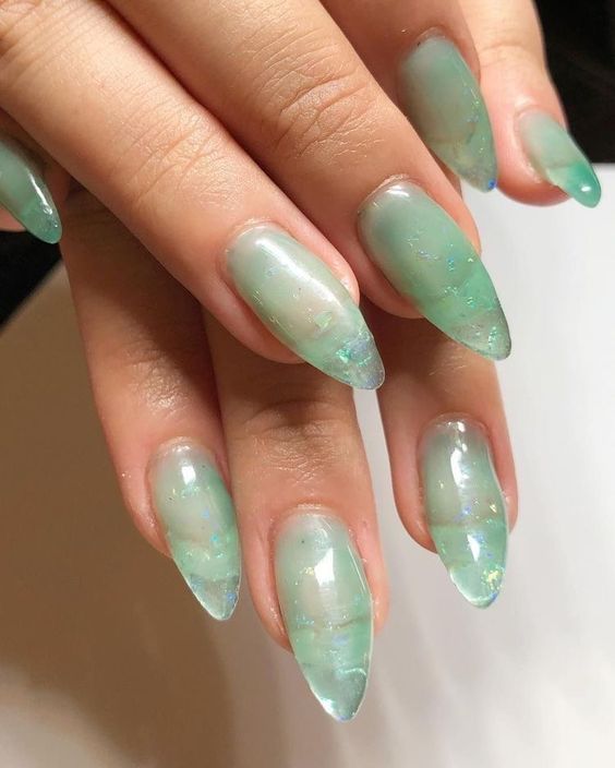 Ideia de jelly nails verdes