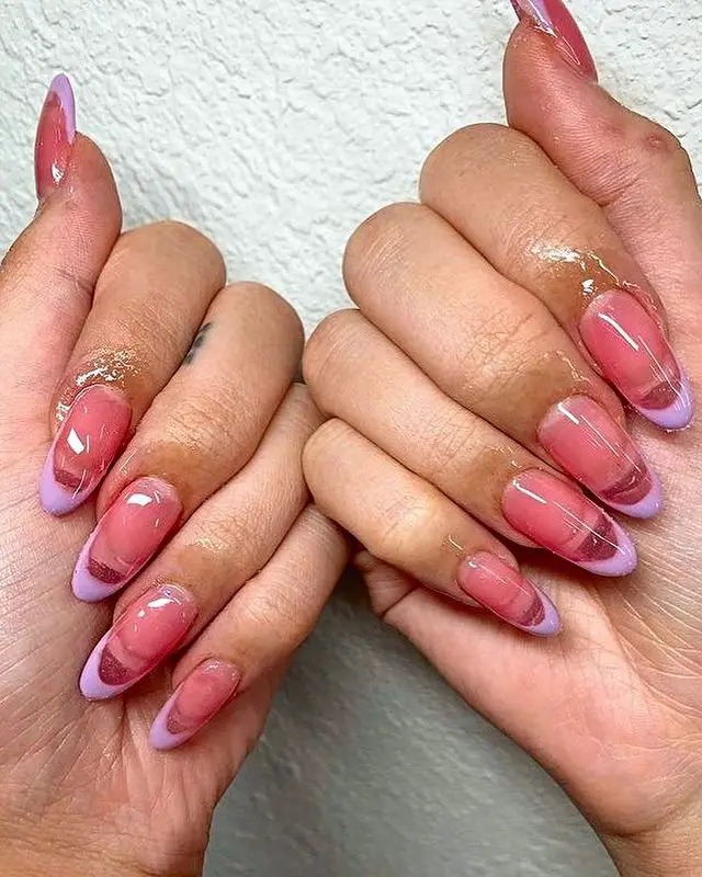 Jelly nails com francesinha lilás