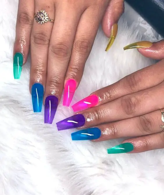Ideia de jelly nails colorida