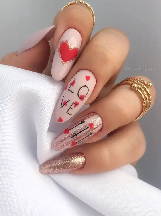 unhas decoradas para o dia dos namorados love