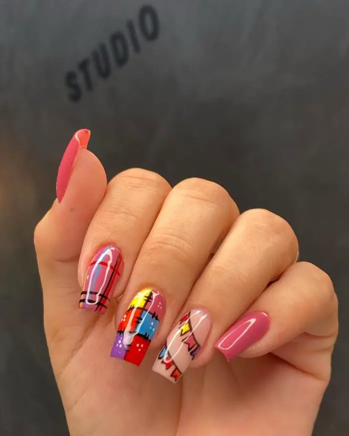 Exemplo de unhas decoradas para festa junina