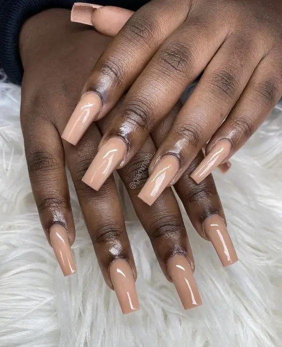 Modelo de unhas decoradas nude para pele morena e negra