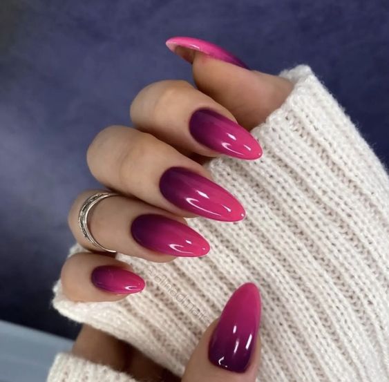 unhas roxo e rosa acrigel