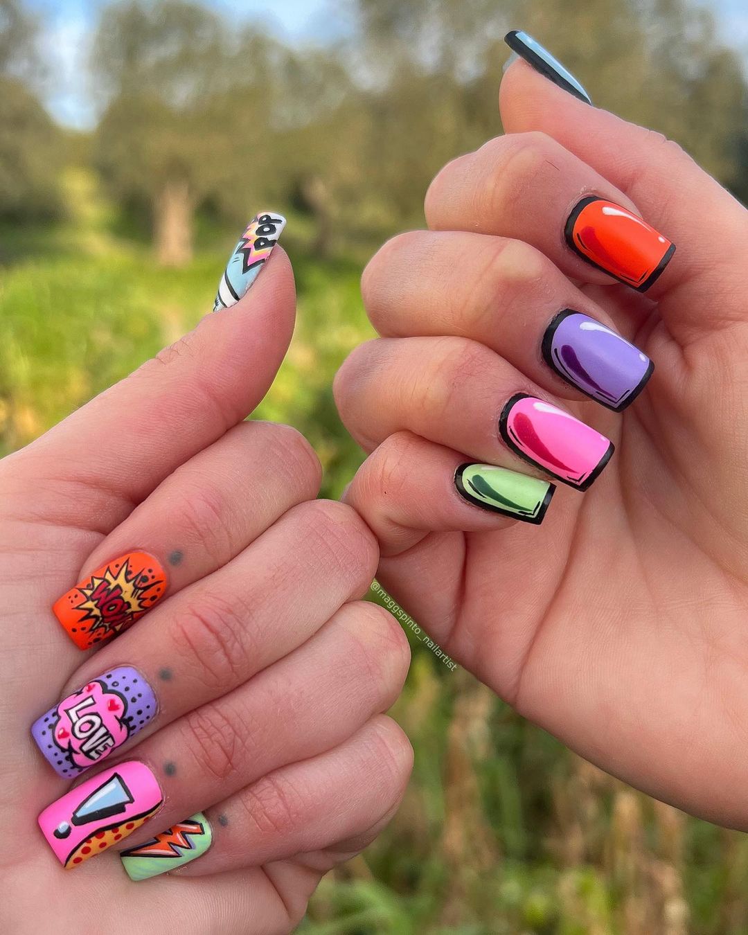 Ideias de unhas coloridas inspirada em quadrinhos