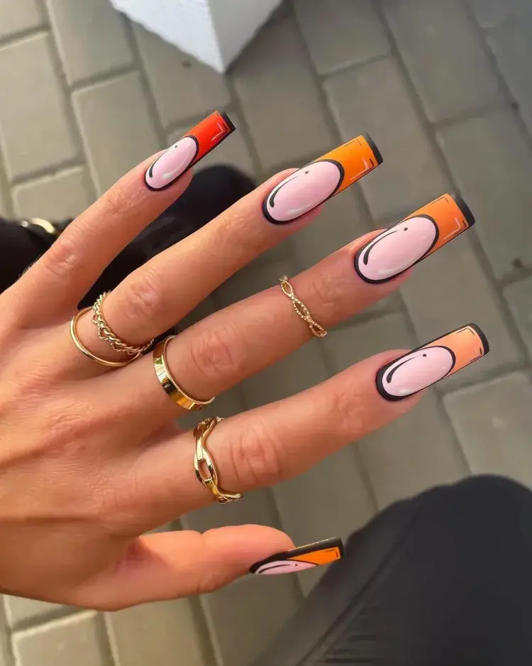 Francesinhas cartoon nails laranja