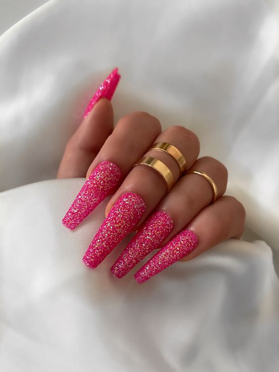 Esmaltação total glitter rosa lindo