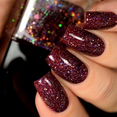 ESmaltação de Unhas decoradas com glitter vermelho bordo